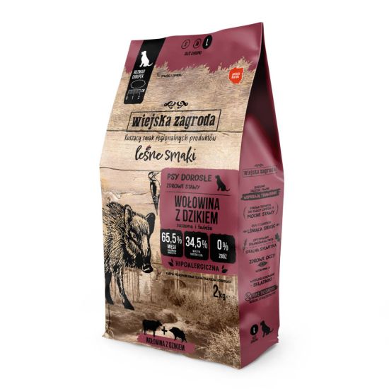 Wiejska Zagroda Wołowina z dzikiem dla psów 2kg 