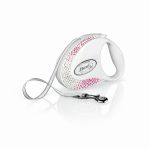 Smycz Flexi Glam M taśma 5m 25kg biała perła